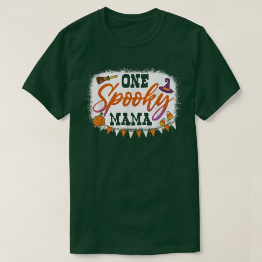 One Spooky Mama Halloween Bleach T-shirt (Design voorkant)