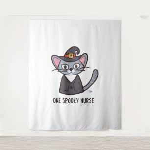 One Spooky Nurse Cat - Feline Feesten voor Hall Wandkleed