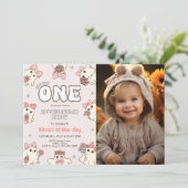 One Spooky Retro Halloween Eerste Verjaardag Foto Kaart (Staand voorkant)