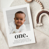 One Square Photo First Birthday Invitation Kaart