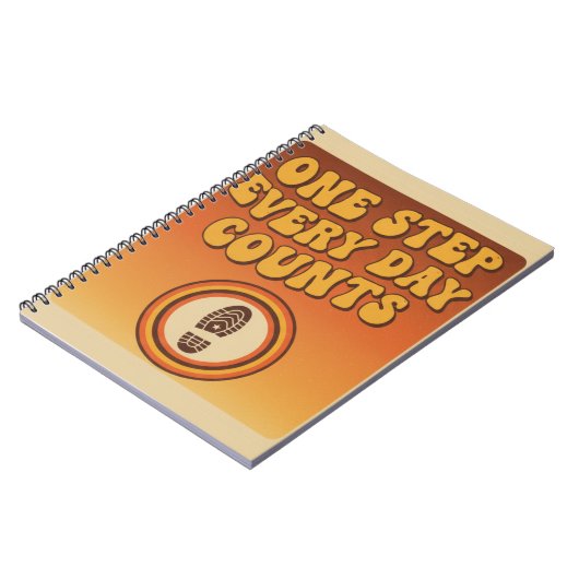 One Step Every Day – Retro Motivational Notebook Notitieboek (Linkerzijde)