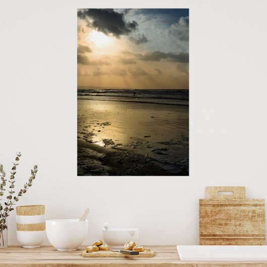one surfer op de wintergolven poster (Keuken)