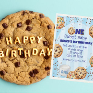 One Sweet Baby, blauwe cookie 1e verjaardag Kaart