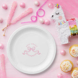 One Sweet Beginning | Roze En Witte Bruiloft Papieren Bordje