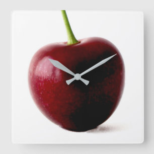One Sweet Cherry Wall Clock Vierkante Klok