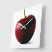 One Sweet Cherry Wall Clock Vierkante Klok (Hoek)