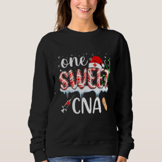 One Sweet CNA Nurse Christmas Holly Candy Stethosc Trui