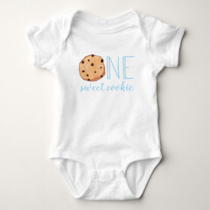 One Sweet Cookie blauwe eerste verjaardag Baby Bod Romper