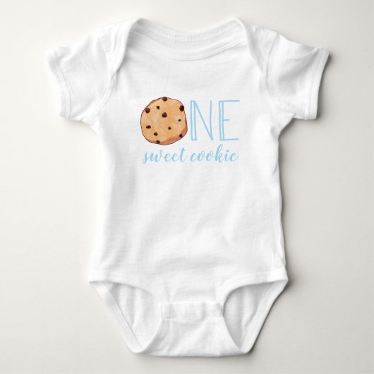 One Sweet Cookie blauwe eerste verjaardag Baby Bod Romper (Voorkant)