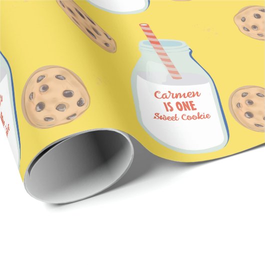 One Sweet Cookie Custom Eerste Verjaardag Cadeaupapier (Rol Hoek)