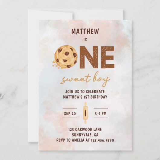 One Sweet Cookie Eerste Verjaardagsfeestje Kaart (Voorkant)