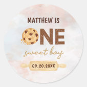 One Sweet Cookie Eerste Verjaardagsfeestje Ronde Sticker (Voorkant)