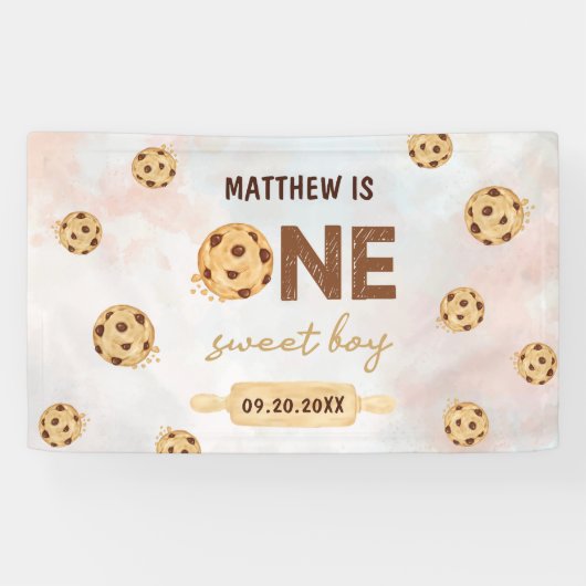 One Sweet Cookie Eerste Verjaardagsfeestje Spandoek (Horizontaal)