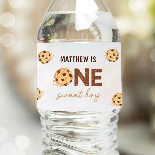 One Sweet Cookie Eerste Verjaardagsfeestje Waterfles Etiket