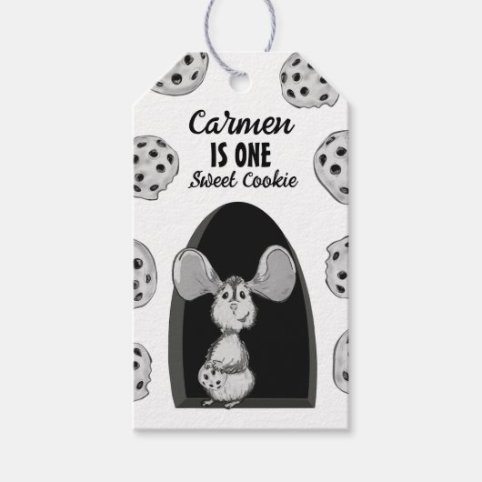 One Sweet Cookie Mouse First Birthday Cadeaulabel (Voorkant)