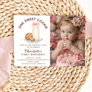 One Sweet Cookie Photo Girl Eerste Verjaardag Kaart