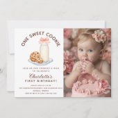 One Sweet Cookie Photo Girl Eerste Verjaardag Kaart (Voorkant)