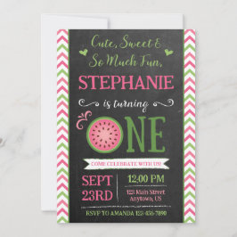 One Sweet Melon 1st Birthday Invitation Kaart