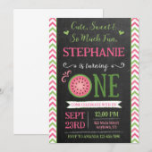 One Sweet Melon 1st Birthday Invitation Kaart (Voorkant / Achterkant)