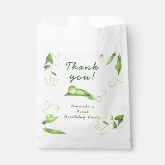 One Sweet Pea First Birthday Bedankzakje (Voorkant)