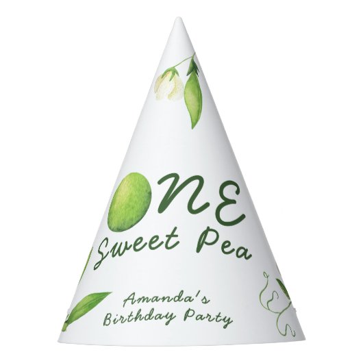 One Sweet Pea First Birthday Feesthoedjes (Voorkant)
