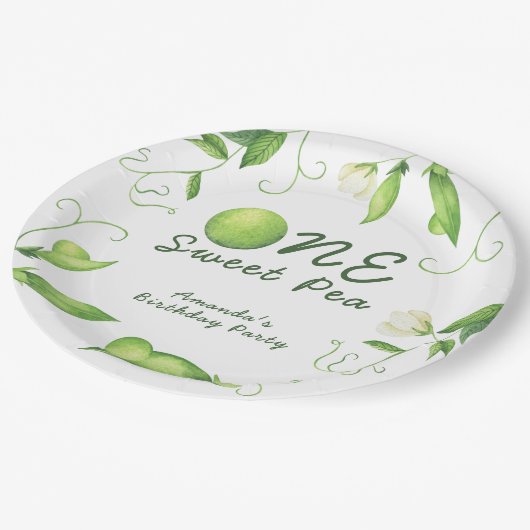 One Sweet Pea First Birthday Papieren Bordje (Gekanteld)