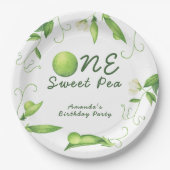 One Sweet Pea First Birthday Papieren Bordje (Voorkant)