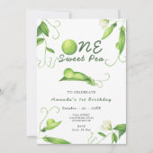 One Sweet Pea First Birthday Party Kaart (Voorkant)