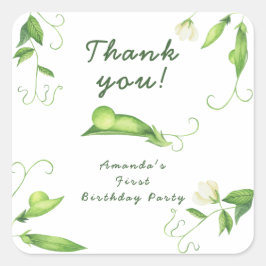 One Sweet Pea First Birthday Vierkante Sticker