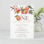 One Sweet Peach 1e Verjaardag Kaart (Staand voorkant)