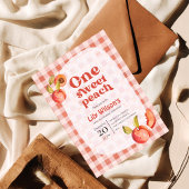 One Sweet Peach 1e verjaardagsuitnodiging | Meisje Kaart