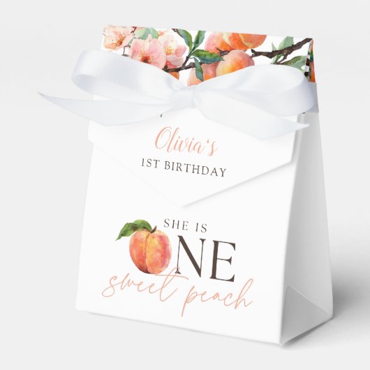 One Sweet Peach 1st Birthday  Bedankdoosjes (Voorkant Zijde)