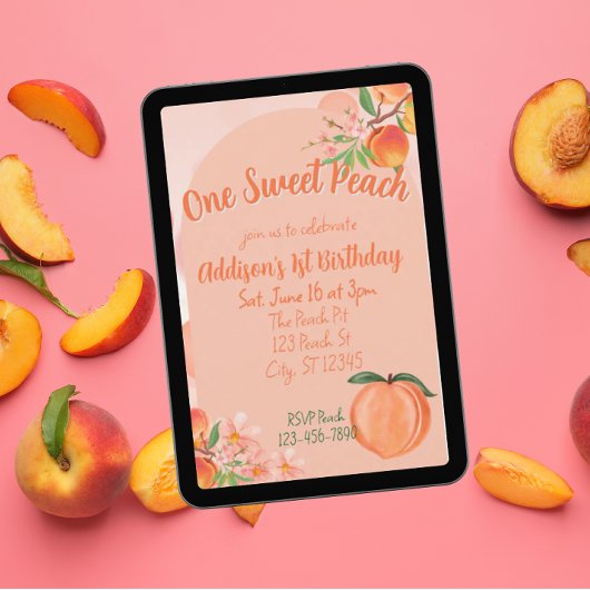 One Sweet Peach, 1st Birthday Kaart