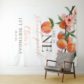 One Sweet Peach 1st Birthday Photo Backdrop Wandkleed (In Situ (horizontaal))