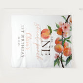 One Sweet Peach 1st Birthday Photo Backdrop Wandkleed (Voorkant (horizontaal))