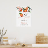 One Sweet Peach 1st Birthday Welcome Sign Poster (Keuken)