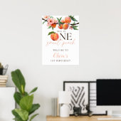 One Sweet Peach 1st Birthday Welcome Sign Poster (Thuiskantoor)