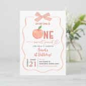 One Sweet Peach Bow Coquette Girl Eerste Verjaarda Kaart (Staand voorkant)
