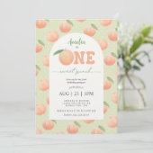 One Sweet Peach First Birthday Party Kaart (Staand voorkant)