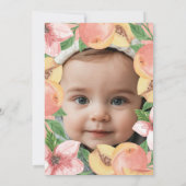 One Sweet Peach First Birthday photo Kaart (Achterkant)