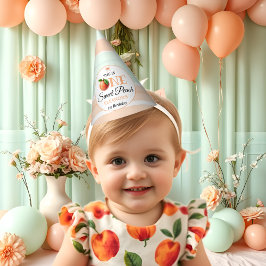 One sweet peach First Birthday watercolor stripes Feesthoedjes