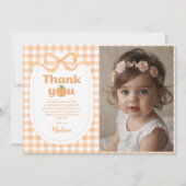One Sweet Peach Girl 1e verjaardag foto Bedankkaart (Voorkant)