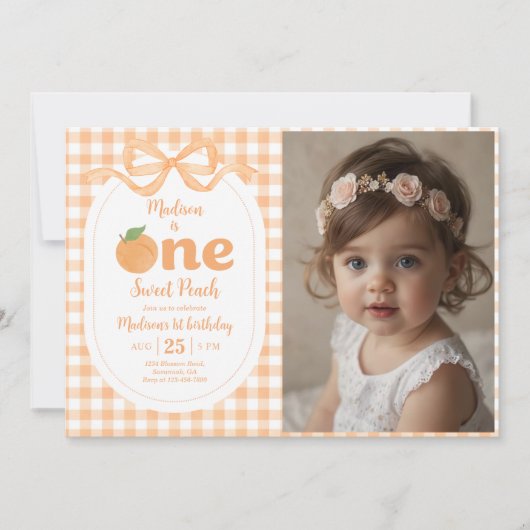 One Sweet Peach Girl 1e verjaardag foto Kaart (Voorkant)
