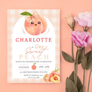 One Sweet Peach Girl Eerste Verjaardag Kaart