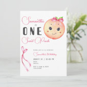 One Sweet Peach Schattige Fotomeisje 1e verjaardag Kaart (Staand voorkant)