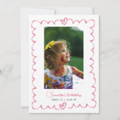 One Sweet Peach Schattige Fotomeisje 1e verjaardag Kaart (Achterkant)