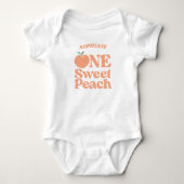 One Sweet Peach Sinaasappel Eerste 1e Verjaardagsf Romper (Voorkant)