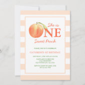 One Sweet Peach Stripes Girl Birthday Kaart (Voorkant)