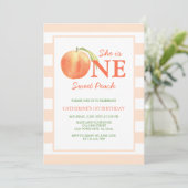One Sweet Peach Stripes Girl Birthday Kaart (Staand voorkant)