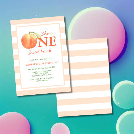 One Sweet Peach Stripes Girl Birthday Kaart